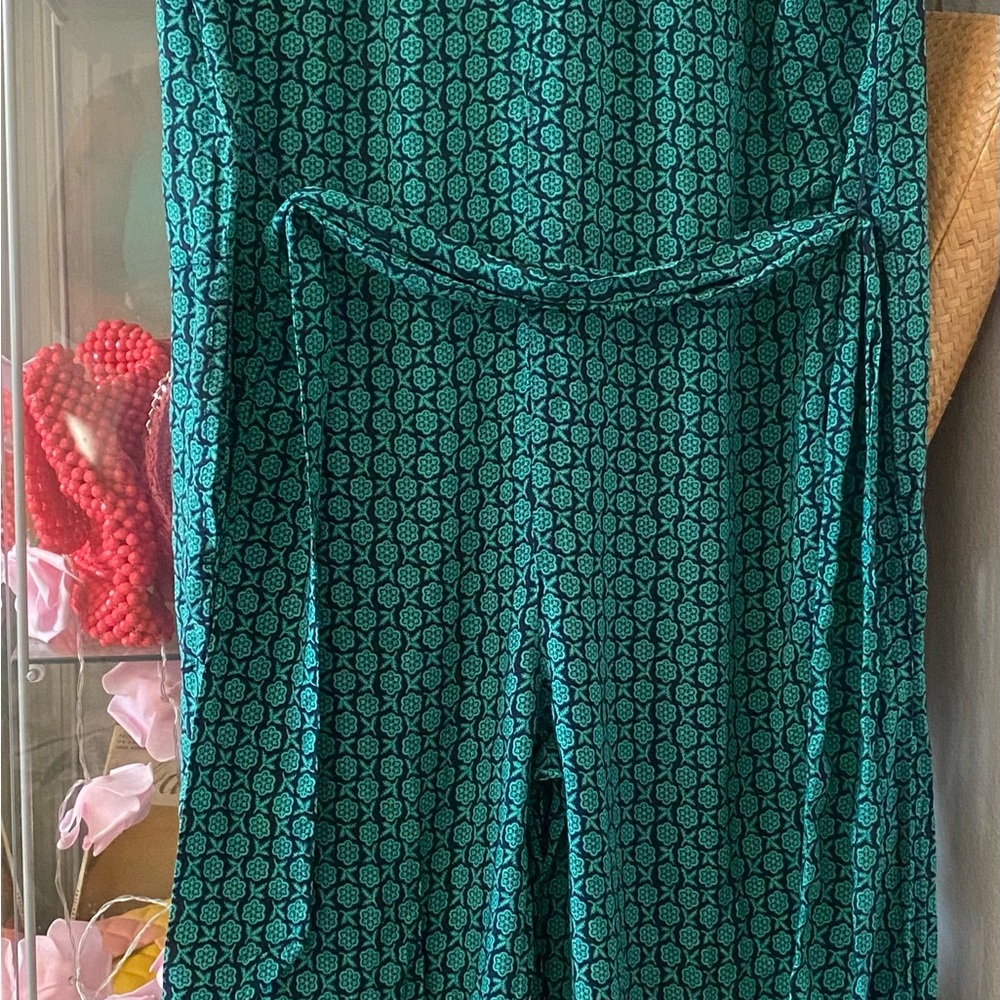 Maeve Anthropologie Jumpsuit Geoscope Beltws Pockets Pull On Green Navy XS - Picture 6 of 16